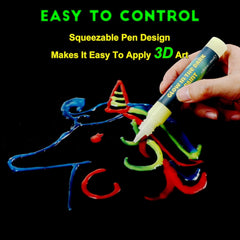 FANSARRICHE Glow in the dark 3D vodoodporne fluorescentne barve - 12 x 20 ml