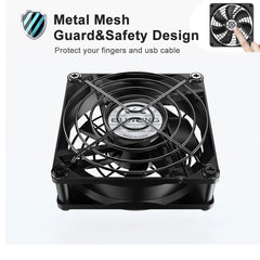 ELUTENG 80mm dvojni USB ventilator za hlajenje naprav