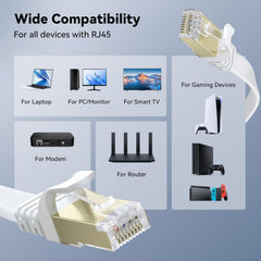 BUSOHE ploščati RJ45 Ethernet kabel z pritrdilnimi sponkami – 8 m, 40 Gbps / 2000 MHz