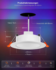 3x DUSKTEC 91mm RGB LED vgradna svetilka