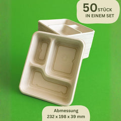 50x GREENKAUFEN kompostabilni krožniki iz bagase s 3 razdelki