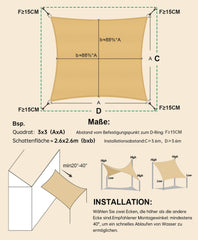LOVE STORY vodoodporno pravokotno senčno jadro – 2 x 2 m