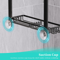 HAPIRM 4-nadstropna nastavljiva polica za prho z milnikom in kavljem, brez vrtanja