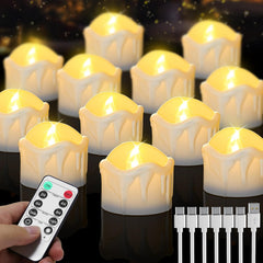12x DAPHOMEU polnilne LED čajne svečke z daljincem in časovnikom
