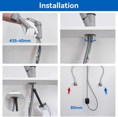 Izvlečna kuhinjska armatura z dvema načinoma curka – granitno siva
