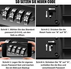 DIYIFE vodoodporen varnostni sef s 4-mestno kombinacijo in jekleno vrvjo