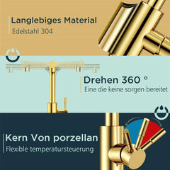 FORIOUS Kuhinjska Armatura Z Izvlečno Pršno Glavo In Dvojnim Načinom Delovanja - brušeno zlato