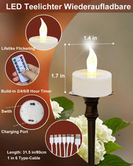 5x HJINGCHEN polnilne LED čajne svečke z daljincem in časovnikom