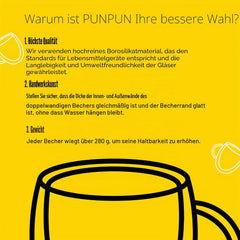 2x PUNPUN velike prozorne steklene skodelice za kavo 500ml