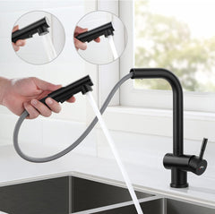 AURALUM kuhinjska armatura z izvlečno prho – mat črna