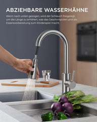 FORIOUS kuhinjska armatura z izvlečno prho – nerjaveče jeklo