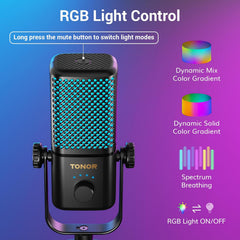 TONOR gaming mikrofon TCX3+ z RGB osvetlitvijo in boom roko