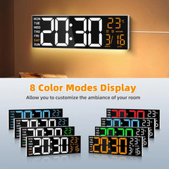 MAXSTAR velika digitalna LED stenska ura z RGB-osvetlitvijo in daljincem