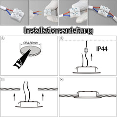 KYOTECH vgradna krom LED svetilka za pohištvo, 4 W, 4000 K, nevtralna bela, zatemnljiva, G4
