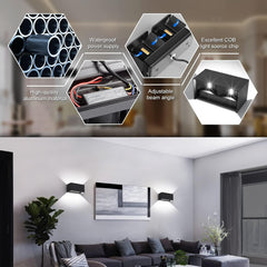 20 W LED Zunanje Stenske Svetilke - 6000 K (Komplet 2 Kosa)