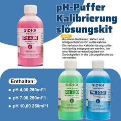 3x GIDIGI pH kalibracijska raztopina 250 ml (pH 4.00/7.00/10.01)