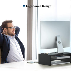 BONTEC leseno stojalo za monitor z 2 nivojema in organizatorjem