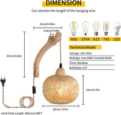 LIYABBER retro bambusova stenska lanterna