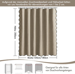 MIULEE tuš zavesa z lanenim videzom – 120 × 200 cm