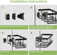 HOUSEUP komplet 2 polic za prho iz nerjavečega jekla za tuš drog (18–25 mm) brez vrtanja