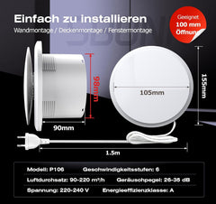 SBONNI kopalniški ventilator 100 mm z daljinskim upravljalnikom