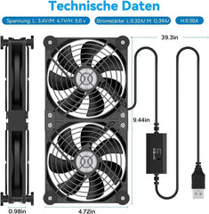 ELUTENG 120 mm dvojni USB ventilator