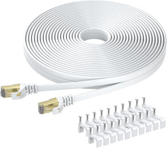 BUSOHE ploščati RJ45 Ethernet kabel z pritrdilnimi sponkami – 8 m, 40 Gbps / 2000 MHz
