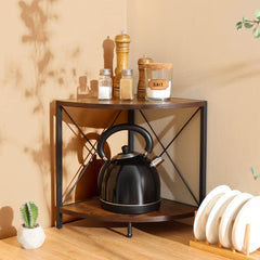 SAFONA lesena kotna kuhinjska polica z 2 nivojema