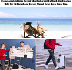 DIYIFE vodoodporen varnostni sef s 4-mestno kombinacijo in jekleno vrvjo