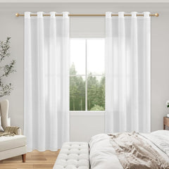2x 140x245cm MRTREES polprosojne lanene zavese z obročki