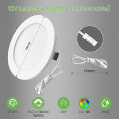 ALUSSO komplet LED vgradnih luči s tremi barvnimi temparaturami – 6 kosov