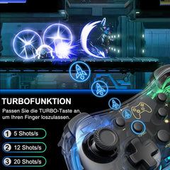 HASACOOL brezžični pro kontroler za Switch/Lite/OLED, transparenten z osvetlitvijo in aplikacijskim upravljanjem