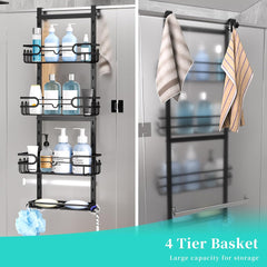 HAPIRM 4-nadstropna nastavljiva polica za prho z milnikom in kavljem, brez vrtanja