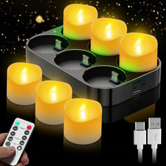 6x DAPHOMEU polnilne LED čajne svečke z daljincem