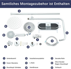 HEVENAOV tuš sistem z okroglo dežno prho brez armature