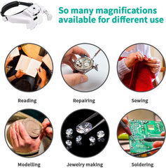 Prostoročna povečevalna očala z 3 LED lučkami - 14x povečava