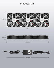 RUIZHI 360 mm dvojni ventilator za hlajenje