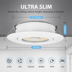 2x CLOKSH 6 W zatemnitveni vgradni LED reflektorji - 3000 K