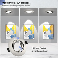 WONDLUMI komplet 12 vgradnih reflektorjev GU10 z nastavljivimi okroglimi okvirji