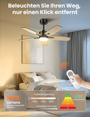 MEFINE stropni ventilator z LED osvetlitvijo in daljinskim upravljalnikom