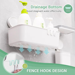 LUXEAR  komplet 3 kopalniških polic s priseski  – košarica, milnik in držalo za zobne ščetke