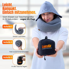 LOEXAIR potovalna blazina s kapuco