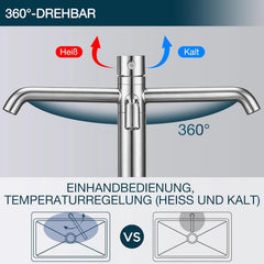 DETBOM 360° visoka brušeno srebrna kopalniška armatura