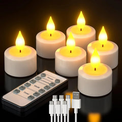 6x PCHERO polnilne LED čajne svečke z daljincem