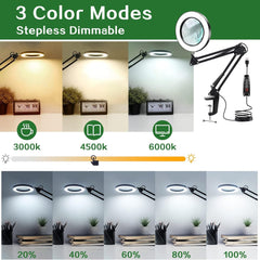 ZABOUL Povečevalno Steklo z Lučko, 10x in 15x povečava, s Sponko in Nastavljivo Roko