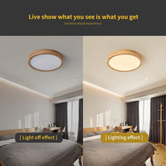 SCHINDORA lesena LED stropna svetilka 21W topla bela svetloba Ø 30 cm