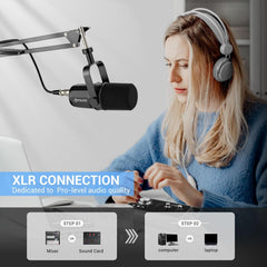 FDUCE komplet dinamičnega XLR mikrofona za snemanje, podcasting in pretakanje