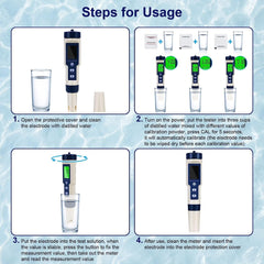 FLINTRONIC 5-v-1 digitalni merilnik pH, TDS, EC, slanosti in temperature za vodo