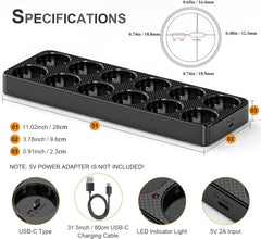 SOULBAY polnilne LED čajne svečke z funkcijo časovnika in polnilno postajo - 12 kosov