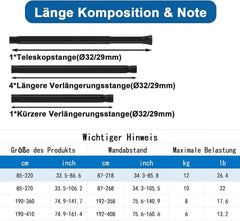 AIITOMG 85-230 cm teleskopska karnisa za prho